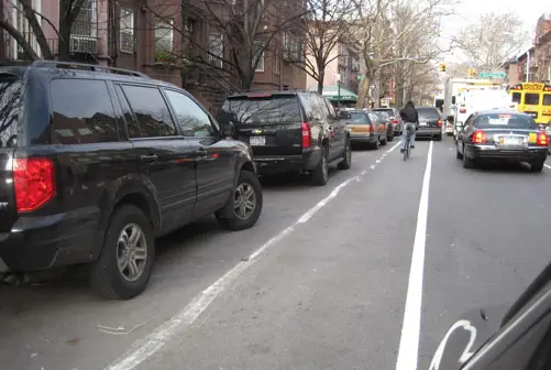 The recently re-painted Bedford Avenue bike lane